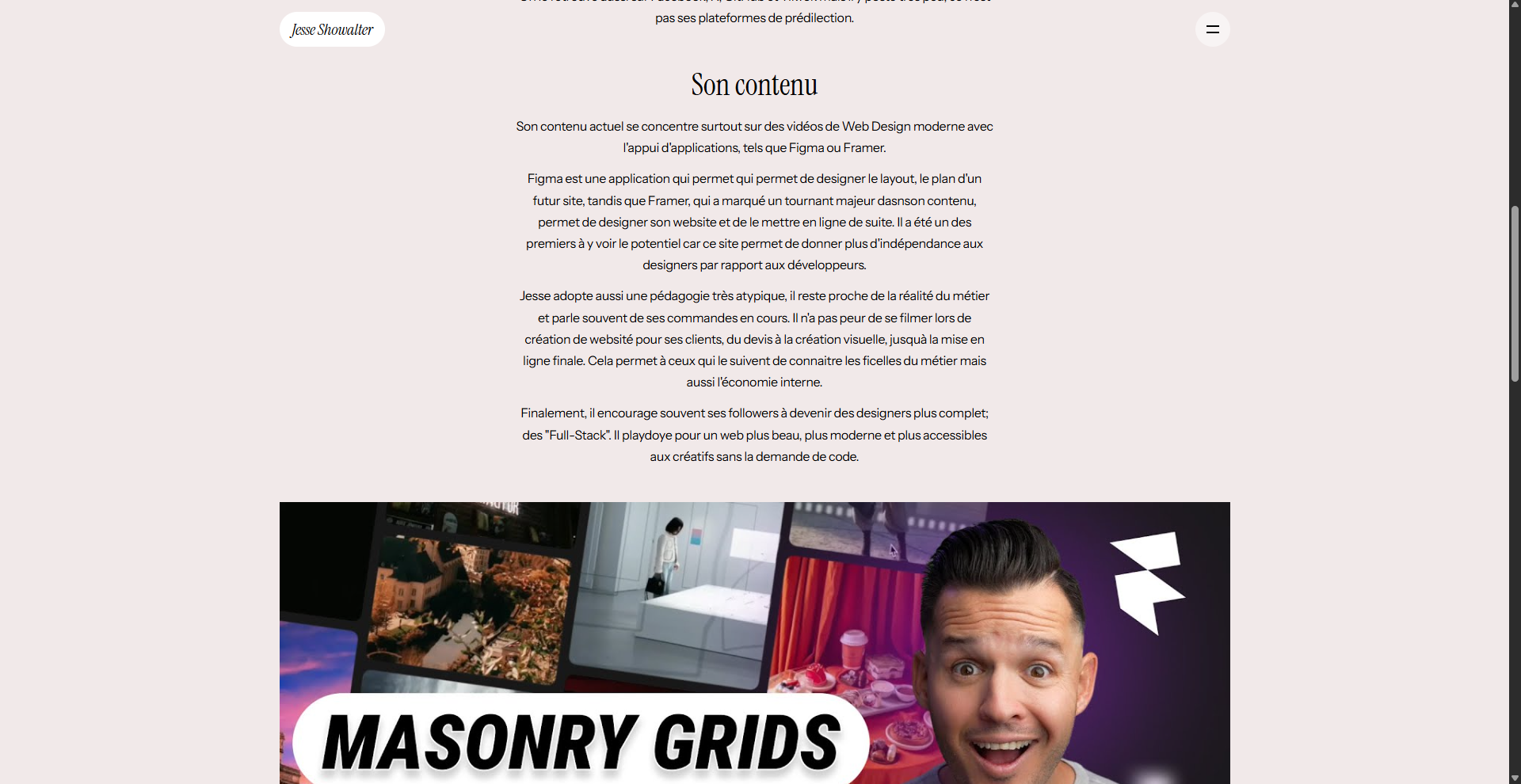 Page factuel sur l'influenceur